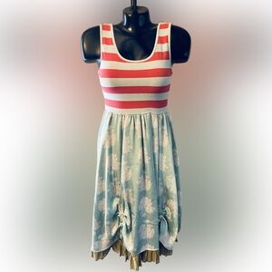 Matilda Jane Cupcake striped Red Blue Dress small